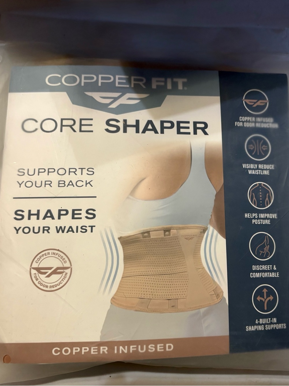 CopperFit Women’s CoreShaper Size L/XL Copper Infused Waist and Back Support NWT